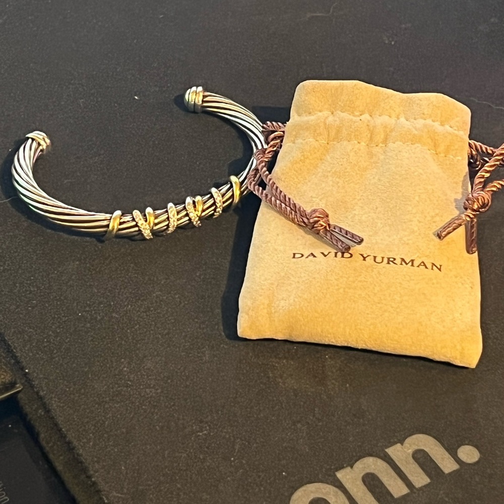 Helena Center Station Bracelet w/18K Yellow Gold and Diamonds, 6mm